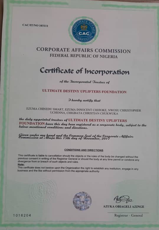 UDUF Africa Certificate